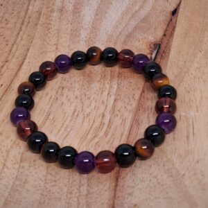 Amethist met Tijgeroog (Bescherming • Intuïtie • Focus) Kogel Armband