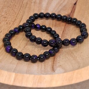 Tijgeroog Paars (Bescherming • Zelfvertrouwen • Focus) 8mm - 18 cm Kogel Armband
